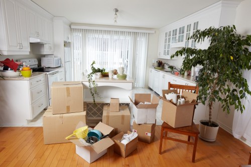 Packed boxes and furniture protection for a house removal in Isleworth